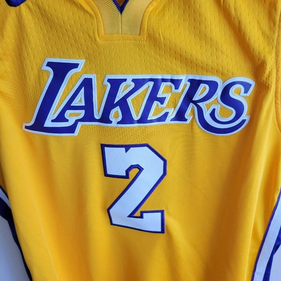 Nike LA Lakers Basketball Jersey GOLD Size 50 Large Length+4 Lonzo Ball #2 - Picture 3 of 12